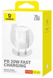 Ładowarka sieciowa Baseus GaN5S Fast Charger 1C 20W USB-C White (P10162503213-00) - obraz 6