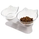 Миска для кота двойная с нескользящей наклонной подставкой из ABS пластика Feeding Bowl прозрачная (FВ-26428) - изображение 4