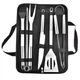 Набір аксесуарів для барбекю гриля мангалу BBQ Tools Set 4121 9 предметів щипці, вилка, лопатка, шпажки, ніж, пензлик у чохлі - зображення 1