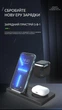 Зарядная док станция для самсунг телефона часов samsung galaxy watch 3-7 ultra apple watch наушников 3 в 1 QINETIQ Т258 23W универсальная беспроводная зарядка док станция белая +адаптер 30Вт в подарок - изображение 4