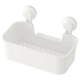 Полка для ванной прямая IKEA TISKEN пластиковая белая с вакуумными присосками, стеллаж в ванную ИКЕА ТІСКЕН - изображение 1