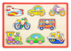 Zestaw drewnianych puzzli Viga na podkładce z uchwytami Pojazdy 50016 (6934510500160) - obraz 1