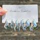 Женские металлические серьги-гвоздики Капелька серебристые (Комплект на 3 пары) - изображение 1