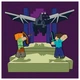 Набор для творчества Santi Картина по номерам Minecraft "Майнкрафт - Стив и Алекс бой с драконом" 25х25 см набор акриловых красок + 2 кисти (955471) - изображение 1