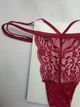 Жіночі трусики стринги Obsessive Ivetta L-XL бордові мереживо - изображение 4