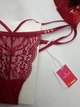 Жіночі трусики стринги Obsessive Ivetta L-XL бордові мереживо - изображение 5