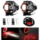 Фари LED U7 12В для мотоцикла з червоним Angel Eyes, комплект 2 шт + кнопка, 3000 Лм, 3 режими - зображення 3