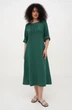 Лляна міді сукня для великих фігур зі складками однотонна Індіра (Plus size). Зелений, р.58, код 0456/58/534 - изображение 4