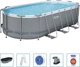 Басейн каркасний овальний 6в1 Bestway 56710 Power Steel 549x274 см - сірий - изображение 1