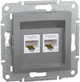 Розетка комп'ютерна RJ45 UTP кат. 5Е подвійна Schneider Electric Asfora Сталь EPH4400162 - изображение 1