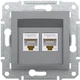 Розетка компьютерная RJ-45 двойная, сталь, EPH4400162 Asfora Schneider - изображение 2