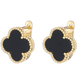 Серьги Fashion Jewelry черный клевер английский замок золотистый цвет (SVS) - изображение 2