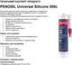 Універсальний кислотний силіконовий герметик Penosil Universal Silicone 305c 280 мл Білий (H4834) - зображення 4