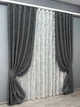 Комплект штор VR-Textil Жаккард Мрамор 100х270 2шт и Тюль 300х270 1123ш-1400т Графитовый с белым 71-003/1 - изображение 2