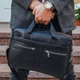 Кожаная мужская сумка для ноутбука 15.6 дюйма Tiding Bag N8256 Черная 39х29х7 см - изображение 2