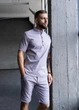 Мужской комплект из льна MonsterBrand M (48) Серый, рубашка и шорты - изображение 3