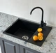 Кухонная мойка гранит GRANADO Linares black shine (0801) + сифон одинарный для кухонной мойки Nova - изображение 2
