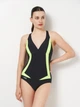 Купальник слитный женский Aqua Speed Greta 351-01 46 (3XL) Черный/Салатовый (5908217655486) - изображение 1
