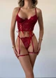 Корсетный комплект женского белья с гартерами SM2368ee Simply sexy красный L - изображение 1