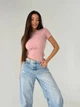 Жіноча літня футболка асиметричного крою Uaclothes 46-48 Пудровий (like33633-140371350) - зображення 2