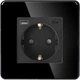 Стеклянная розетка с USB + Type-C 1DAL с З/К + Шторки Черная (G86D-STUTC.BL) - изображение 1