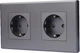 Двойная розетка 1DAL с З/К + Шторки, 2 подрозетника Серая (P157-STX2.GR) - изображение 1
