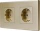 Двойная розетка 1DAL с З/К + Шторки, 2 подрозетника Золотая (P157-STX2.GD) - изображение 1