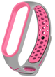 Ремешок Nike style для фитнес-браслета Xiaomi Mi Band 6/5 Серый с розовым + металическая кнопка (mrk2226) - изображение 2