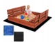Деревянная песочница Springos SBP120SET02 120х120 см с раскладными скамейками - крышкой, дном и брезентом - зображення 1