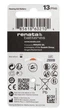 Батарейки Renata PR48 PR13 A13 ZA13 Zinc Air Mercury Free (1.45V) 6 шт для слуховых аппаратов - изображение 3