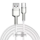 Кабель Baseus Cafule Metal Data Type-C 66W 6A 2 метри CAKF000202 нейлонова обплетення білий - зображення 1