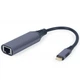 Адаптер Cablexpert USB Type-C - RJ-45 (M/F), 0.15 м, Black (A-USB3C-LAN-01) - зображення 1