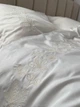 Комплект постільної білизни Cozy молочний з вишитими каштанами в тон Дитячий 135*200 см, простирадло 80*190*20 см на резинці - зображення 4