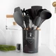 Набор кухонных принадлежностей из силикона и дерева с подставкой Kitchen Set 12 предметов Черный (HA-50) - изображение 1
