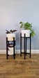 Подставки для цветов и вазонов деревянные WoodDecor комплект в черном цвете высокая и средняя - изображение 1