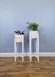 Подставки для цветов и вазонов деревянные WoodDecor комплект в белом цвете высокая и средняя - изображение 2