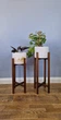 Подставки для цветов и вазонов деревянные WoodDecor комплект в коричневом цвете высокая и средняя - изображение 2
