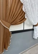 Кухонные шторки VR-Textil № 101к с подвязками коричневый с белым 330х170 см (52-1197) - изображение 5