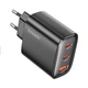 Зарядний пристрій Toocki, 40W, GaN, USB Charger Type C, QC 4.0, Dual Type C Fast Charger, для iPhone 15, 14, 13, 12 Pro Max, Samsung, Huawei, Lenovo, Motorola, Pixel, Black - зображення 1