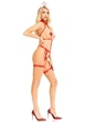 Портупея с чокером и гартеры Leg Avenue 2PC Vegan Leather Nurse Harness Teddy and Headband Red L - изображение 9