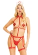 Портупея с чокером и гартеры Leg Avenue 2PC Vegan Leather Nurse Harness Teddy and Headband Red L - изображение 12