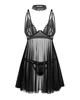 Бебі-дол та стрінги та чокер чорного кольору Obsessive Donarella babydoll & thong розміри XS/S - зображення 3