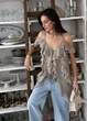 Блузка с воланами длинная ART KNIT бежевая, M 040739 - изображение 4
