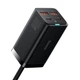 Мережевий подовжувач BASEUS GaN3 Pro Desktop PD100W, 60W 2Type-C, 2USB Чорний (CCGP000101) - зображення 5