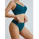 Комплект женского белья Lesko 6608# Изумрудный M в текстуре косичка трусы и топ - изображение 3