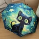 Автоматический зонтик с принтом котенком в стиле Звездной Ночи Ван Гога Kitty складной зонт полный автомат от дождя и солнца / ультрафиолета, 8 спиц, зеленый (109718122) - изображение 3