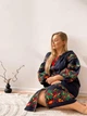 Жіноча вишита сукня MOTYV «Петриківка» темно-синя — лляна сукня-вишиванка гладдю з кишенями та поясом | Розмір XS - изображение 4