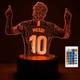 3D світлодіодний нічник для кімнати Messi Football player, 16 змінних режимів + пульт керування, чорна основа - зображення 1