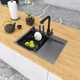 Кухонна мийка чорна з правим крилом Nett NB-6045(R) - зображення 4