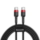 USB кабель Type-C на Type-C BASEUS Flash charge cafule (PD2.0, 60W, 3A, 1m). Black-Red - зображення 1